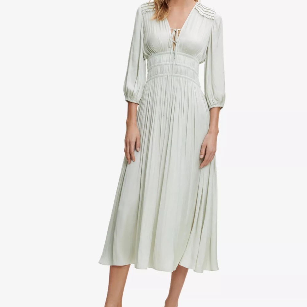 MAJE
Rinca V-neck smocked-waist woven midi dress size 1